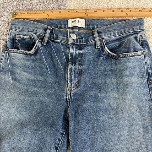 AGOLDE Jeans Womens size 29 Toni Mid-Rise Straight Blue Landmark organic Cotton - Picture 10 of 16